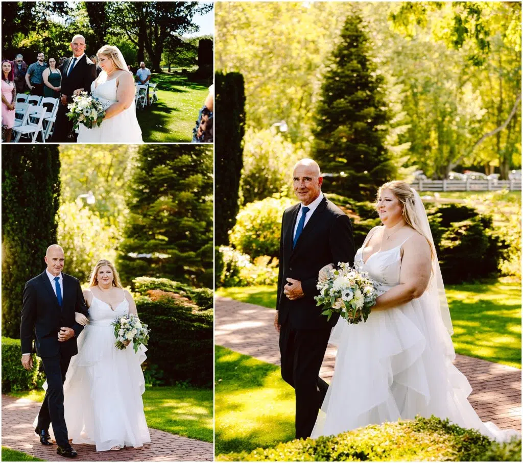 Snohomish Wedding Photographer GSquared Weddings Collage of a bride in a white dress walking down a garden aisle with a man in a suit She holds a bouquet of white flowers and guests are seated in the background under sunny skies with lush greenery Serving Seattle Snohomish and Washington State Snohomish Wedding Photographer GSquared Weddings Collage of a bride in a white dress walking down a garden aisle with a man in a suit. She holds a bouquet of white flowers, and guests are seated in the background under sunny skies with lush greenery. Serving Seattle, Snohomish and Washington State
