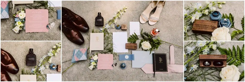 Snohomish Wedding Photographer GSquared Weddings A collage of wedding accessories invitations rings a perfume bottle shoes a tie a boutonniere and a shoehorn displayed on a stone surface with scattered flowers and greenery Serving Seattle Snohomish and Washington State Snohomish Wedding Photographer GSquared Weddings A collage of wedding accessories: invitations, rings, a perfume bottle, shoes, a tie, a boutonniere, and a shoehorn displayed on a stone surface with scattered flowers and greenery. Serving Seattle, Snohomish and Washington State