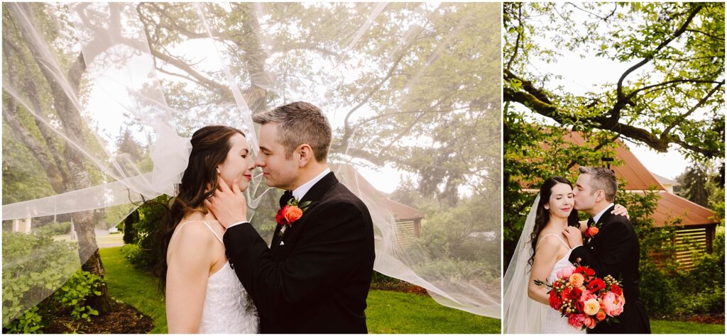Snohomish wedding photographer gsquared weddings a couple stands outdoors under trees embracing on their wedding day The brides veil billows in the breeze as they share a tender moment She holds a vibrant bouquet of red and orange flowers Both are dressed in formal attire exuding joy and love Serving seattle snohomish and washington state Snohomish wedding photographer gsquared weddings a couple stands outdoors under trees embracing on their wedding day The brides veil billows in the breeze as they share a tender moment She holds a vibrant bouquet of red and orange flowers Both are dressed in formal attire exuding joy and love Serving seattle snohomish and washington state