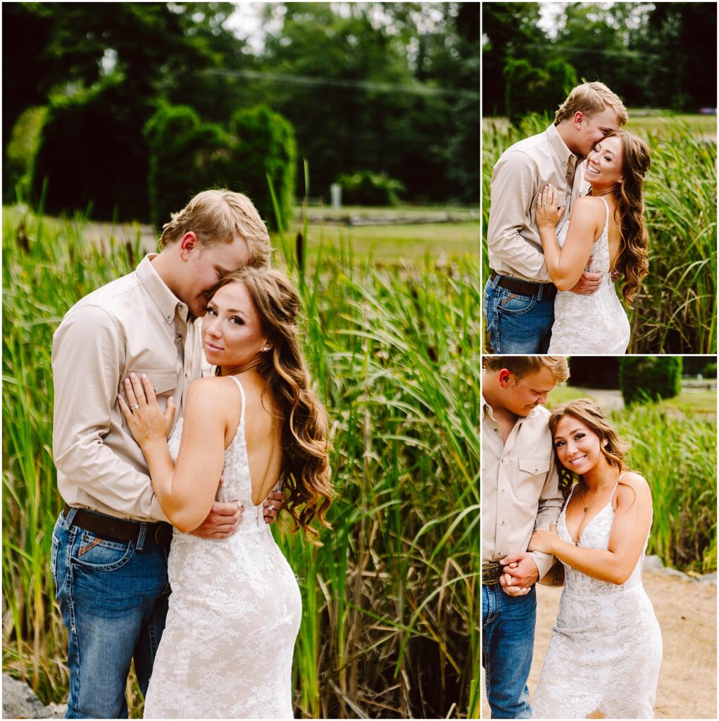 Snohomish wedding photographer gsquared weddings a couple poses lovingly outdoors surrounded by tall grass The man in a beige shirt and jeans embraces the woman who wears a white lace dress They appear happy and relaxed holding hands and smiling at each other Serving seattle snohomish and washington state Snohomish wedding photographer gsquared weddings a couple poses lovingly outdoors surrounded by tall grass The man in a beige shirt and jeans embraces the woman who wears a white lace dress They appear happy and relaxed holding hands and smiling at each other Serving seattle snohomish and washington state
