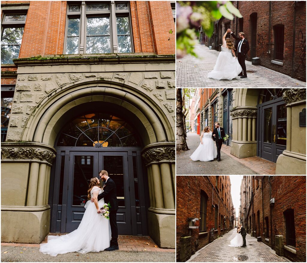 Snohomish wedding photographer gsquared weddings a bride in a white gown and a groom in a black suit pose in various locations They stand in front of an ornate arched doorway on cobblestone streets and in a narrow brick alley capturing romantic moments Serving seattle snohomish and washington state Snohomish wedding photographer gsquared weddings a bride in a white gown and a groom in a black suit pose in various locations They stand in front of an ornate arched doorway on cobblestone streets and in a narrow brick alley capturing romantic moments Serving seattle snohomish and washington state