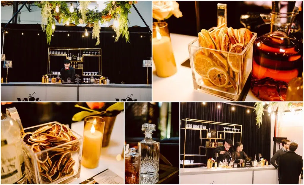 Snohomish Wedding Photographer GSquared Weddings A collage of bar images featuring a bartender at a counter jars of dried citrus slices a crystal decanter and various drinks The bar is adorned with hanging greenery and warm lighting creates a cozy atmosphere Serving Seattle Snohomish and Washington State Snohomish Wedding Photographer GSquared Weddings A collage of bar images featuring a bartender at a counter, jars of dried citrus slices, a crystal decanter, and various drinks. The bar is adorned with hanging greenery, and warm lighting creates a cozy atmosphere. Serving Seattle, Snohomish and Washington State