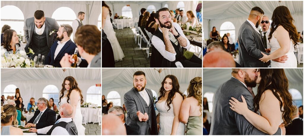 Snohomish wedding photographer gsquared weddings a collage of summer wedding scenes in a white marquee at port gamble Guests are seated at tables a couple dances several people chat and smile The focus is on candid moments capturing joy and interaction among attendees Serving seattle snohomish and washington state Snohomish wedding photographer gsquared weddings a collage of summer wedding scenes in a white marquee at port gamble Guests are seated at tables a couple dances several people chat and smile The focus is on candid moments capturing joy and interaction among attendees Serving seattle snohomish and washington state
