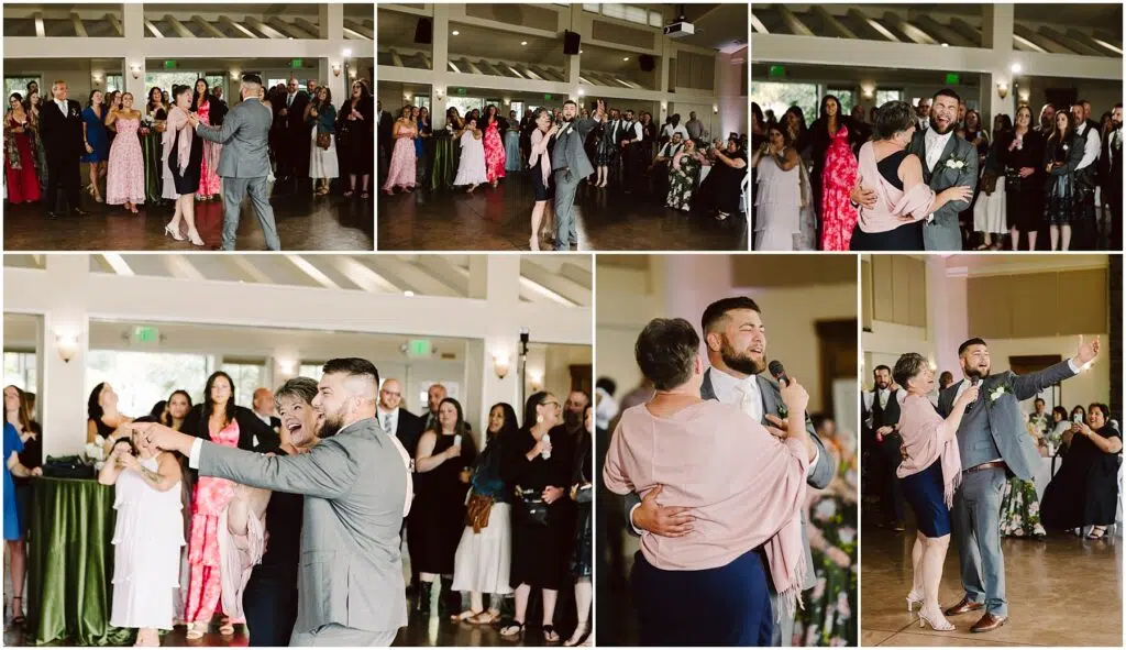 Snohomish Wedding Photographer GSquared Weddings A wedding reception collage At a charming Port Gamble venue the couple joyfully dances amidst guests The groom in a gray suit and the bride in her white dress savor their summer wedding Guests watch in formal attire against a backdrop of bright windows Serving Seattle Snohomish and Washington State Snohomish Wedding Photographer GSquared Weddings A wedding reception collage: At a charming Port Gamble venue, the couple joyfully dances amidst guests. The groom, in a gray suit, and the bride, in her white dress, savor their summer wedding. Guests watch in formal attire against a backdrop of bright windows. Serving Seattle, Snohomish and Washington State