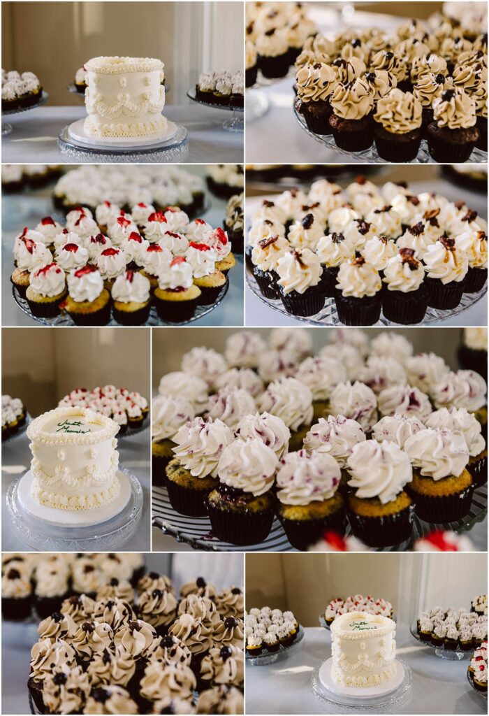 Snohomish wedding photographer gsquared weddings a collage of images features various cupcakes and a small decorated cake perfect for a port gamble summer wedding Cupcakes are topped with cream and toppings like cherries and chocolate chips The cake is white with elegant floral decoration capturing the essence of romance Serving seattle snohomish and washington state Snohomish wedding photographer gsquared weddings a collage of images features various cupcakes and a small decorated cake perfect for a port gamble summer wedding Cupcakes are topped with cream and toppings like cherries and chocolate chips The cake is white with elegant floral decoration capturing the essence of romance Serving seattle snohomish and washington state