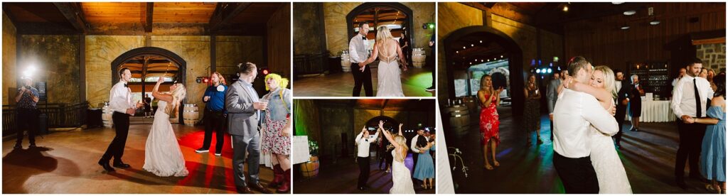 Snohomish wedding photographer gsquared weddings a bride and groom dance in a warmly lit winery venue with stone walls and wooden beams Guests in colorful attire watch take photos and dance A photographer captures the moments near wine barrels Serving seattle snohomish and washington state Snohomish wedding photographer gsquared weddings a bride and groom dance in a warmly lit winery venue with stone walls and wooden beams Guests in colorful attire watch take photos and dance A photographer captures the moments near wine barrels Serving seattle snohomish and washington state