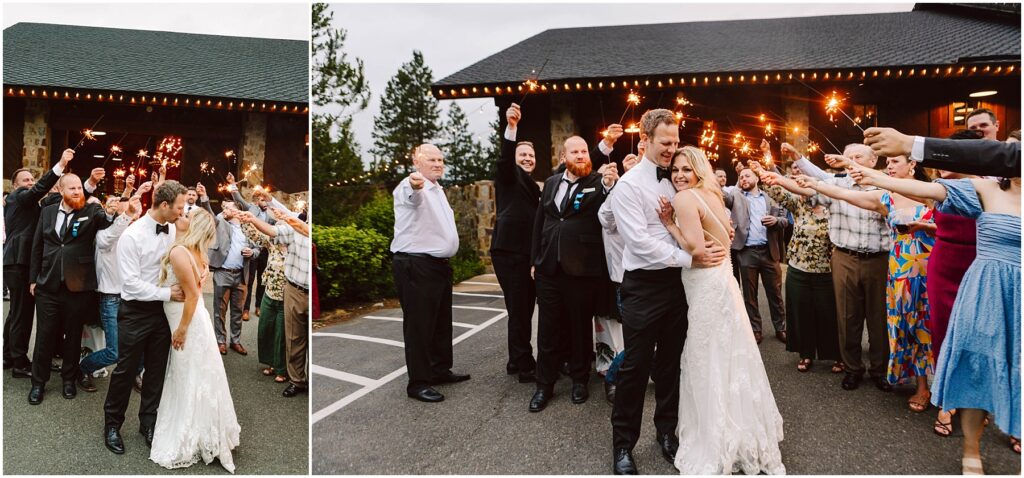 Snohomish wedding photographer gsquared weddings a newlywed couple is embraced and smiling surrounded by guests holding sparklers outside a winery with a dark roof The guests form a pathway for the couple who are dressed in formal wedding attire celebrating during an enchanting outdoor evening reception Serving seattle snohomish and washington state Snohomish wedding photographer gsquared weddings a newlywed couple is embraced and smiling surrounded by guests holding sparklers outside a winery with a dark roof The guests form a pathway for the couple who are dressed in formal wedding attire celebrating during an enchanting outdoor evening reception Serving seattle snohomish and washington state