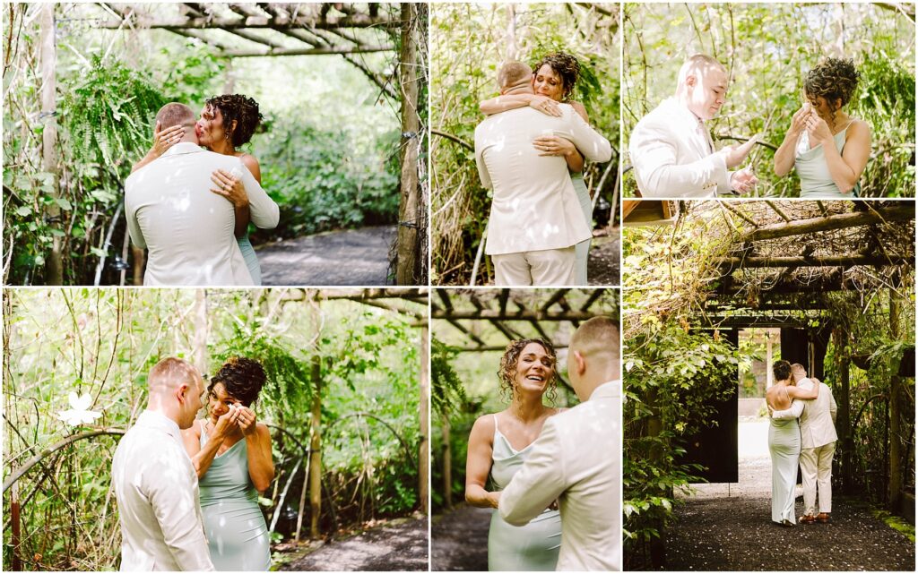 Snohomish Wedding Photographer GSquared Weddings In a lush Snohomish garden a couple shares an emotional moment They embrace under a wooden pergola surrounded by greenery The woman wipes tears and smiles as the man gently comforts her Both are dressed in lightcolored attire Serving Seattle Snohomish and Washington State Snohomish Wedding Photographer GSquared Weddings In a lush Snohomish garden, a couple shares an emotional moment. They embrace under a wooden pergola surrounded by greenery. The woman wipes tears and smiles as the man gently comforts her. Both are dressed in light-colored attire. Serving Seattle, Snohomish and Washington State