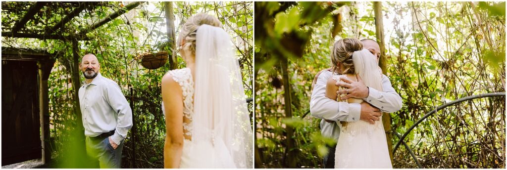 Snohomish Wedding Photographer GSquared Weddings In a lush green Snohomish garden a bride in a lace gown and veil meets a bearded man in a light blue shirt In the first image they gaze at each other in the second they share an embrace beneath a leafy archway Serving Seattle Snohomish and Washington State Snohomish Wedding Photographer GSquared Weddings In a lush, green Snohomish garden, a bride in a lace gown and veil meets a bearded man in a light blue shirt. In the first image, they gaze at each other; in the second, they share an embrace beneath a leafy archway. Serving Seattle, Snohomish and Washington State