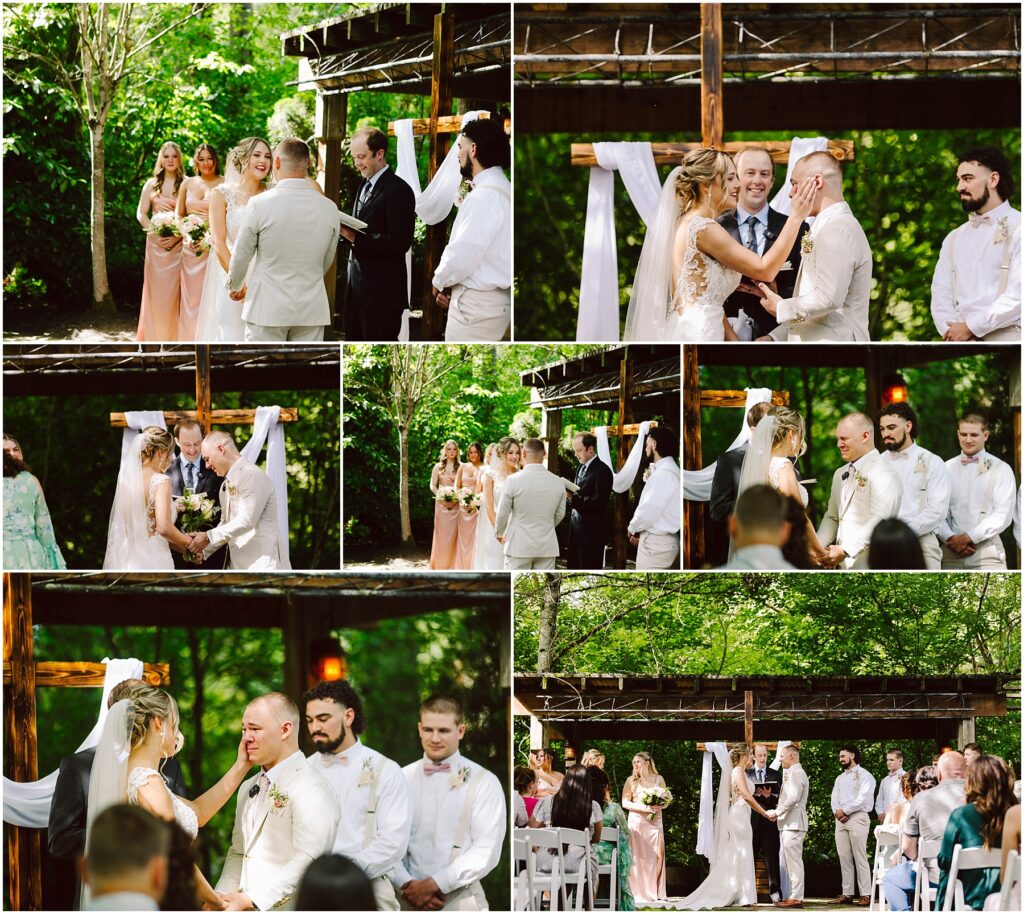 Snohomish Wedding Photographer GSquared Weddings In Snohomish a couple exchanges vows beneath a wooden pergola adorned with white fabric Bridesmaids and groomsmen stand alongside as the bride in her veil clutches her bouquet The groom dressed in a light suit gazes lovingly as guests watch the touching outdoor ceremony unfold Serving Seattle Snohomish and Washington State Snohomish Wedding Photographer GSquared Weddings In Snohomish, a couple exchanges vows beneath a wooden pergola adorned with white fabric. Bridesmaids and groomsmen stand alongside as the bride, in her veil, clutches her bouquet. The groom, dressed in a light suit, gazes lovingly as guests watch the touching outdoor ceremony unfold. Serving Seattle, Snohomish and Washington State