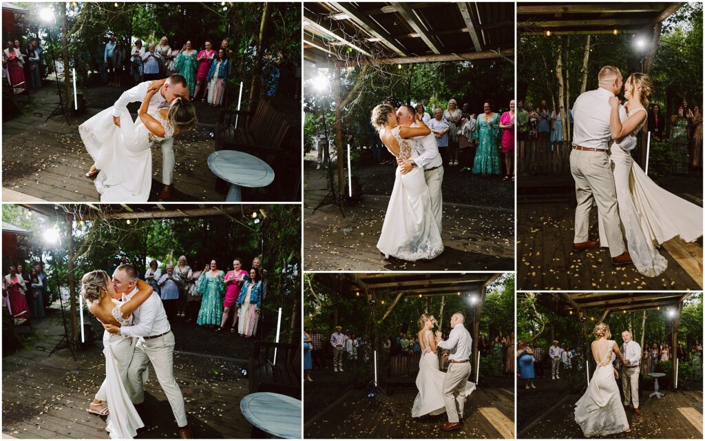 Snohomish Wedding Photographer GSquared Weddings A collage of six images captures a bride and groom dancing outdoors at night in Snohomish Theyre surrounded by guests with the bride in a white dress and the groom in lightcolored attire String lights and trees enhance the romantic atmosphere Serving Seattle Snohomish and Washington State Snohomish Wedding Photographer GSquared Weddings A collage of six images captures a bride and groom dancing outdoors at night in Snohomish. Theyre surrounded by guests, with the bride in a white dress and the groom in light-colored attire. String lights and trees enhance the romantic atmosphere. Serving Seattle, Snohomish and Washington State