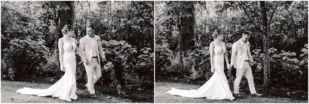 Snohomish Wedding Photographer GSquared Weddings A couple in wedding attire strolls through a Snohomish garden The bride wears a long elegant gown while the groom is in a lightcolored suit They hold hands and smile at each other creating a timeless blackandwhite scene Serving Seattle Snohomish and Washington State Snohomish Wedding Photographer GSquared Weddings A couple in wedding attire strolls through a Snohomish garden. The bride wears a long, elegant gown while the groom is in a light-colored suit. They hold hands and smile at each other, creating a timeless black-and-white scene. Serving Seattle, Snohomish and Washington State