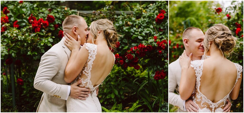 Snohomish Wedding Photographer GSquared Weddings In a lush Snohomish garden with red roses a couple embraces tenderly The woman in her white laceback dress and the man in his lightcolored suit appear joyful and affectionate surrounded by vibrant greenery and flowers Serving Seattle Snohomish and Washington State Snohomish Wedding Photographer GSquared Weddings In a lush Snohomish garden with red roses, a couple embraces tenderly. The woman, in her white lace-back dress, and the man in his light-colored suit appear joyful and affectionate, surrounded by vibrant greenery and flowers. Serving Seattle, Snohomish and Washington State