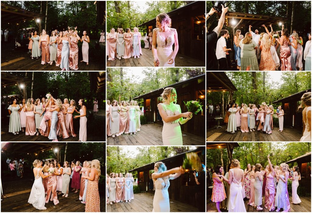 Snohomish Wedding Photographer GSquared Weddings In scenic Snohomish a bride in a white dress tosses her bouquet to a lively group of women in colorful dresses Set against lush greenery and wooden decking they eagerly reach for the bouquet while capturing the memorable moment with their phones Serving Seattle Snohomish and Washington State Snohomish Wedding Photographer GSquared Weddings In scenic Snohomish, a bride in a white dress tosses her bouquet to a lively group of women in colorful dresses. Set against lush greenery and wooden decking, they eagerly reach for the bouquet while capturing the memorable moment with their phones. Serving Seattle, Snohomish and Washington State