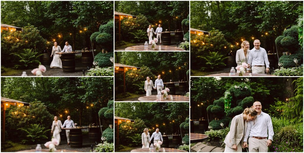 Snohomish Wedding Photographer GSquared Weddings A collage of a couple at an outdoor wedding venue in Snohomish They walk together pose near a smores station and share a joyful moment surrounded by lush greenery and warm string lights Serving Seattle Snohomish and Washington State Snohomish Wedding Photographer GSquared Weddings A collage of a couple at an outdoor wedding venue in Snohomish. They walk together, pose near a smores station, and share a joyful moment surrounded by lush greenery and warm string lights. Serving Seattle, Snohomish and Washington State
