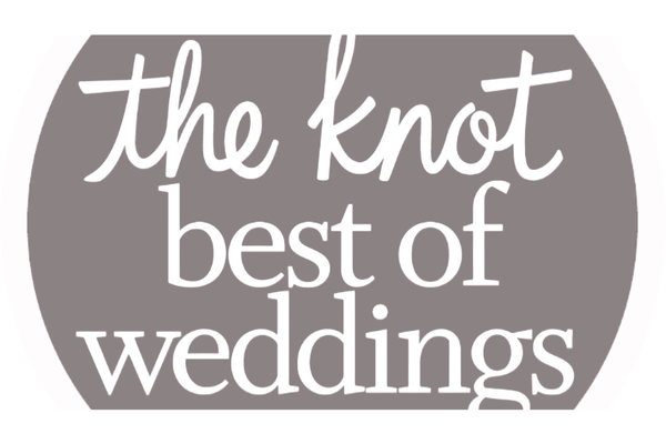 The knot best of weddings badge logo on a muted gray rounded shape