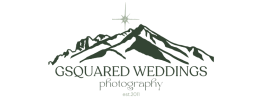 GSquared Weddings Photography logo featuring a dark green mountain illustration with a star, established 2011.