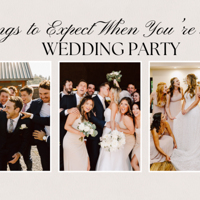 Snohomish Wedding Photographer GSquared Weddings Collage of wedding party moments: Groomsmen laughing, bridesmaids and groomsmen celebrating, bridesmaids helping the bride with her dress. Text reads, 10 Things to Expect When Youre in a Wedding Party. Serving Seattle, Snohomish and Orlando