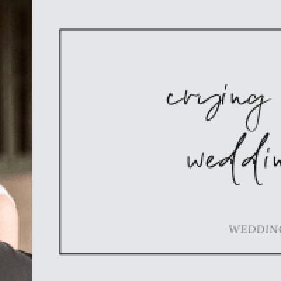 Snohomish & Seattle Wedding Photographer | GSquared Weddings Photography A bride with closed eyes hugs a man in a suit. Next to them, text reads: crying on your wedding day. Breaking the Myth of the Ugly Cry—Wedding Tips Series on a light gray background. 47.9129° N, 122.0982° W | wedding photo by GSquared Weddings