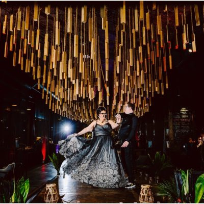 Witchy Wedding at The Collective Seattle Bride in Black floral gown